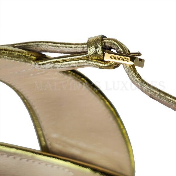 GUCCI SHOES GOLD METALLIC HORSEBIT SANDALS $990 sz 40 10 - Picture 13 of 16